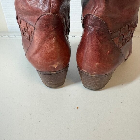 Vintage Redwood Leather Made in Italy Western Boho Tall Boots Size 40 1/2 - Picture 2 of 16